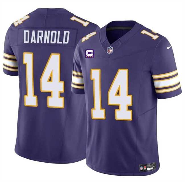 Men & Women & Youth Minnesota Vikings #14 Sam Darnold Purple 2024 F.U.S.E. Throwback With 4-Star C Patch Vapor Untouchable Limited Stitched Jersey->minnesota vikings->NFL Jersey